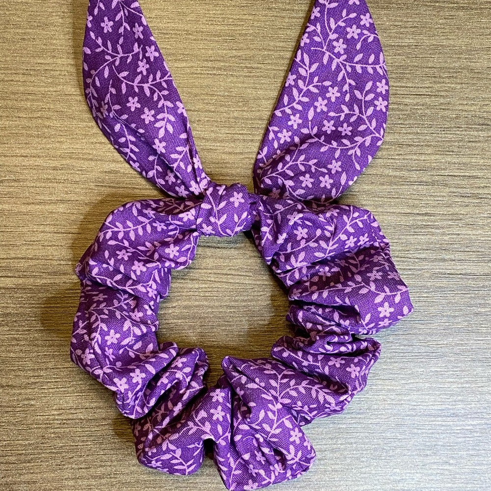 Stunning Bunny Ear Hair Scrunchie, Purple/Lilac.